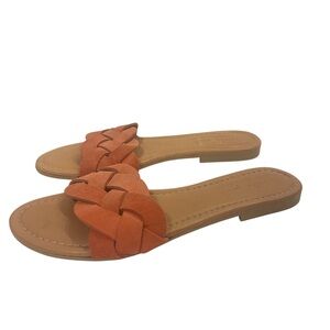 Mila Paoli Orange Braided Slide Sandals Shoes New